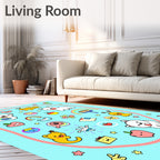 Cute Cartoon Dog Rainbow Apple Heart Rug