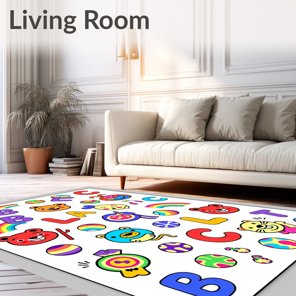 Playful Cartoon Alphabet And Characters Rug