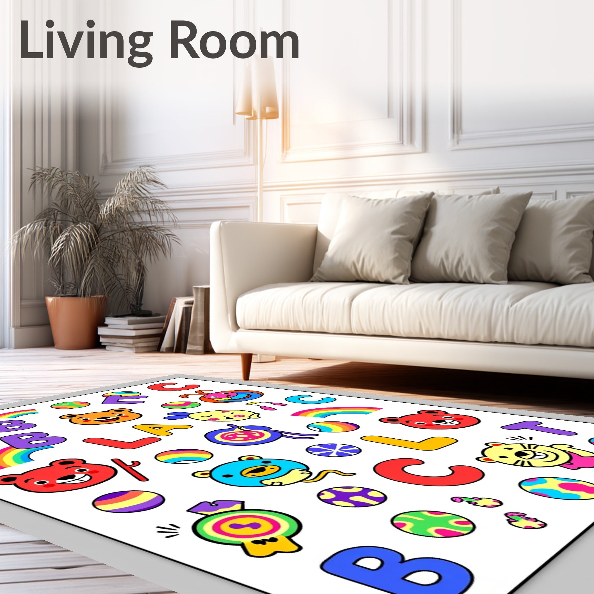 Playful Cartoon Alphabet And Characters Rug