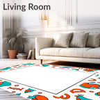 Orange Teal Whimsical Kids Alphabet Rug