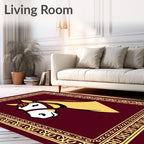 Burgundy Golden Horse Head Portrait Rug