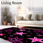 Bold Pink Starburst Night Sky Rug