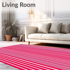 Crimson White Vertical Stripe Ribbed Rug