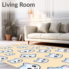 Cute Light Blue Striped Cats Repeating Pattern Rug