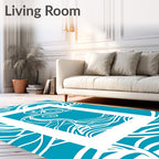 Oceanic Swirl Abstract Blue White Rug