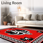 Bold Red Anchor Emblem Nautical Rug