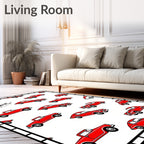 Vintage Red Classic Automobile Collage Rug