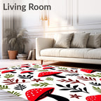 Red White Spotted Mushroom Foliage Rug