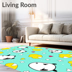 Cute Birds Yellow Clouds Hearts Rug