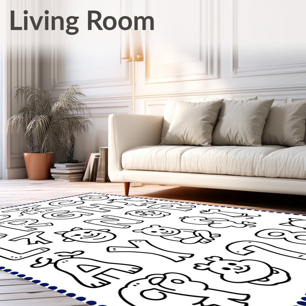 Whimsical Alphabet Creatures and Numbers Rug