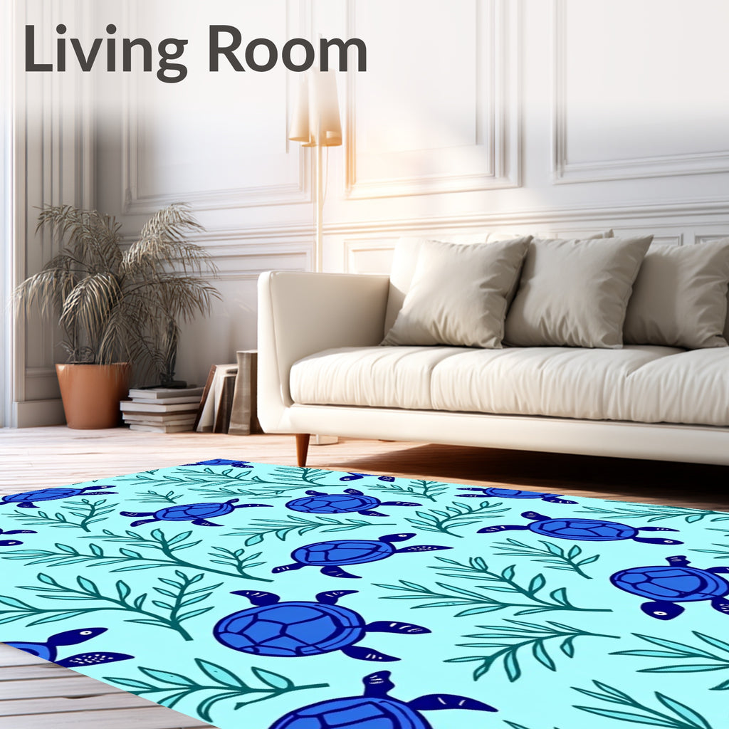 Blue Turtle Marine Foliage Charm Rug