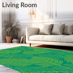 Emerald Green Feathered Palm Frond Rug