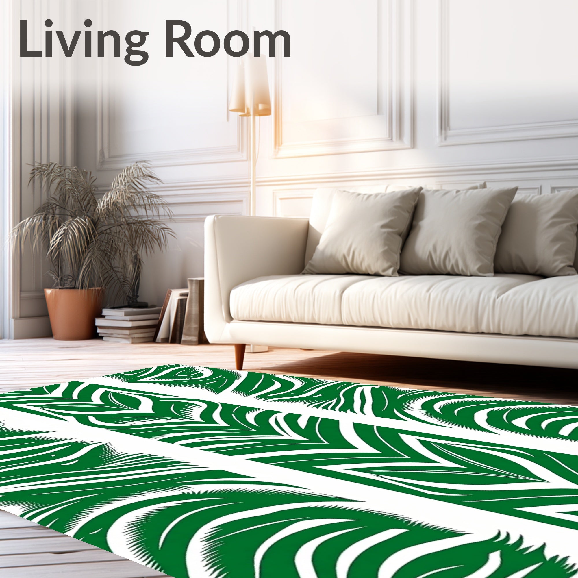 Bold Green Forest Palm Leaf Rug