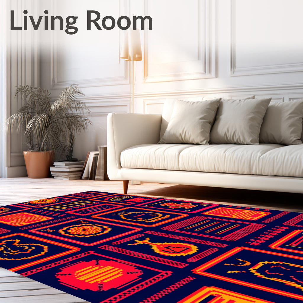 Red Yellow Pixelated Gallery Rug