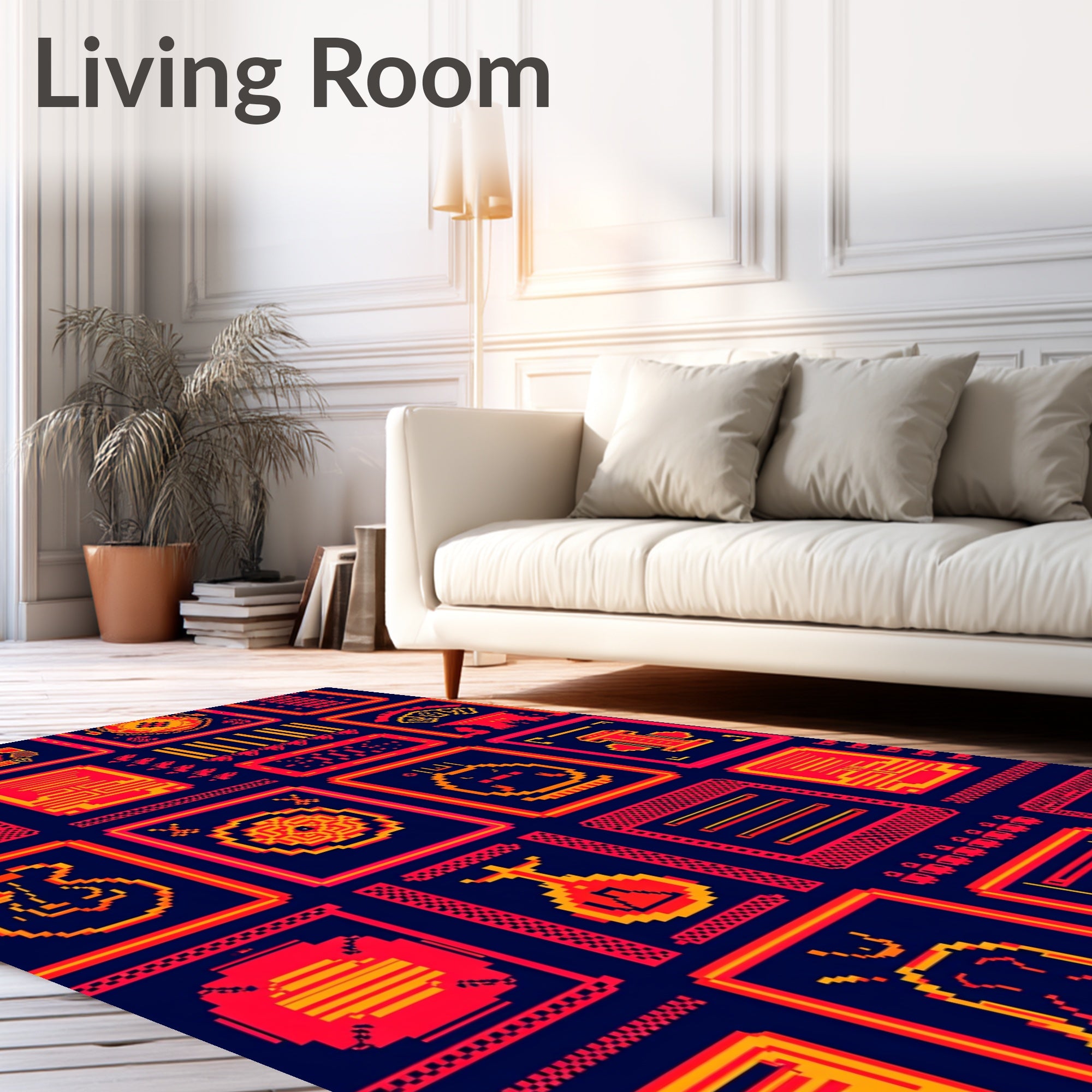 Red Yellow Pixelated Gallery Rug