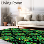 Lush Green Tropical Monstera Leaves Rug