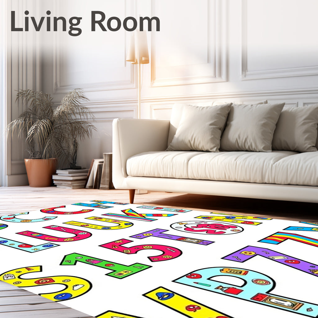 Colorful Alphabet Collage Fun Rug