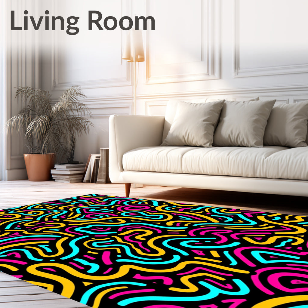 Vibrant Retro Swirl Abstraction Rug
