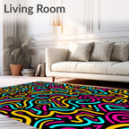 Vibrant Retro Swirl Abstraction Rug