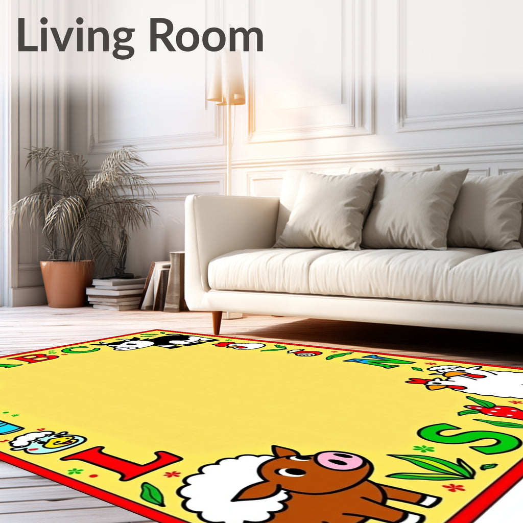 Farm Animal Alphabet Border Rug