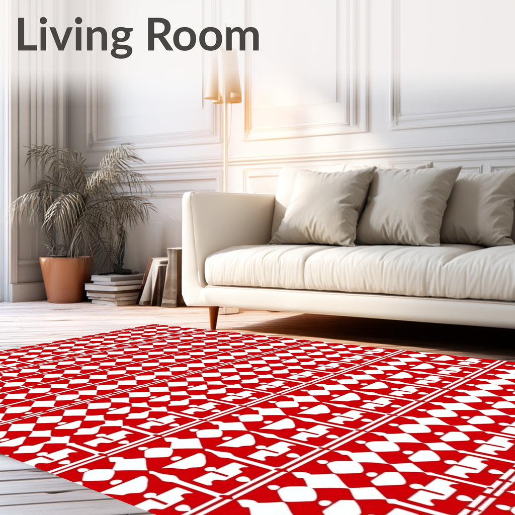 Crimson White Repeating Castle Diamond Rug