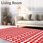 Crimson White Repeating Castle Diamond Rug