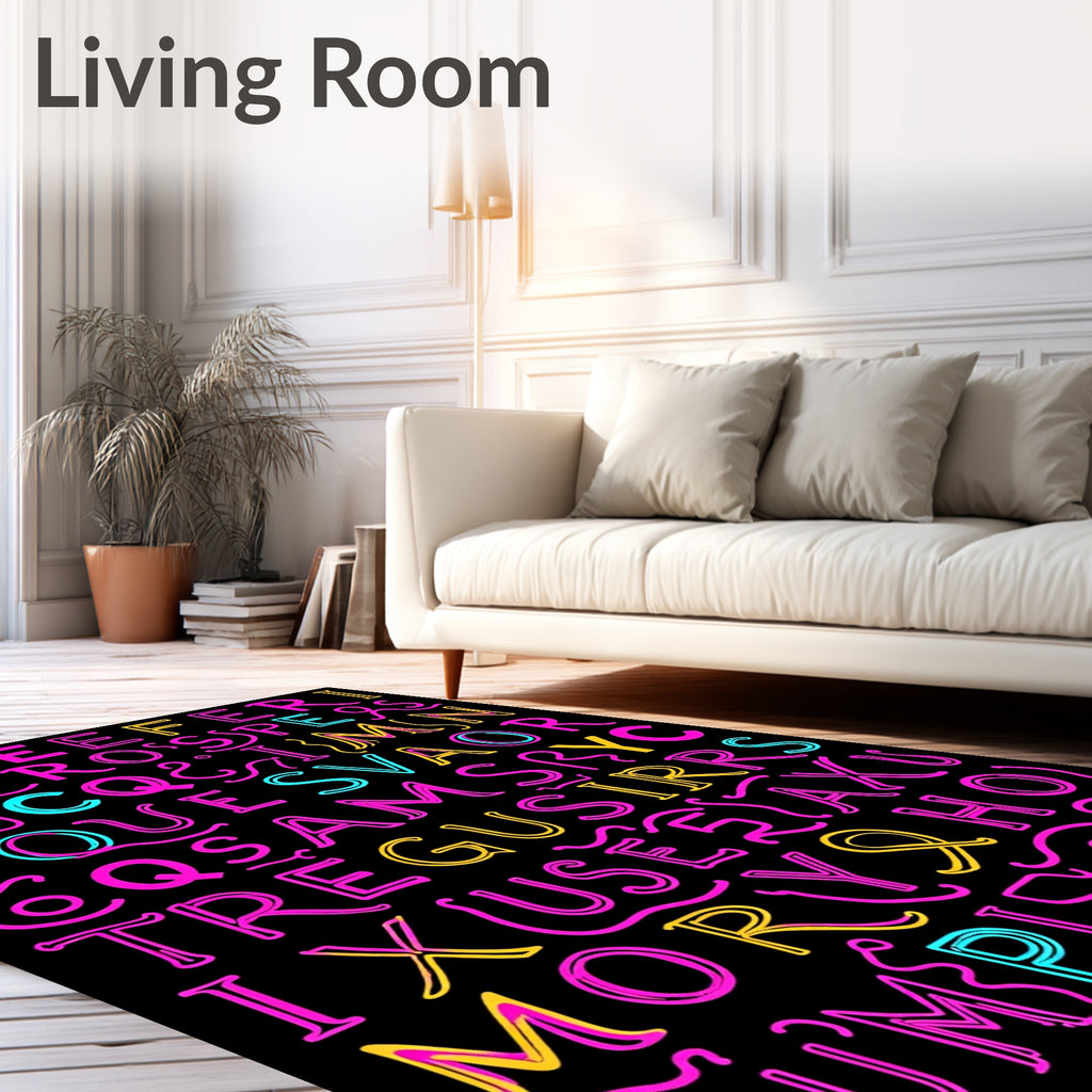 Neon Alphabet Art Rug