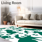 Deep Green Forest Animal Silhouettes Rug
