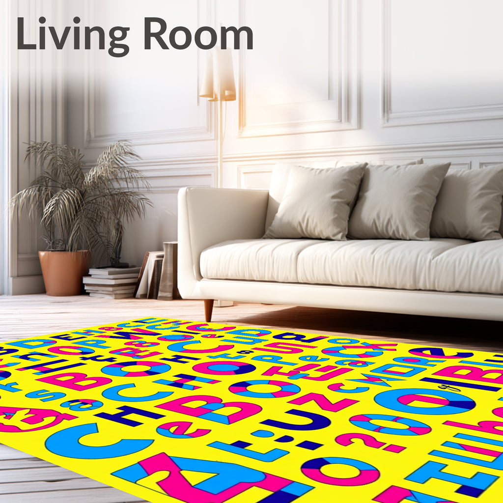 Bold Alphabet Collage Yellow Rug