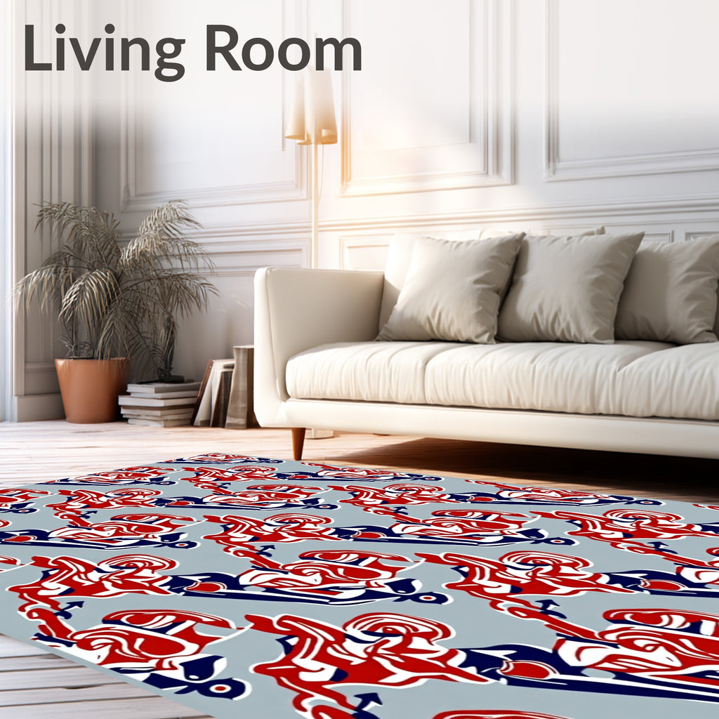 Red White Blue Abstract Flow Rug