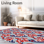 Red White Blue Abstract Flow Rug