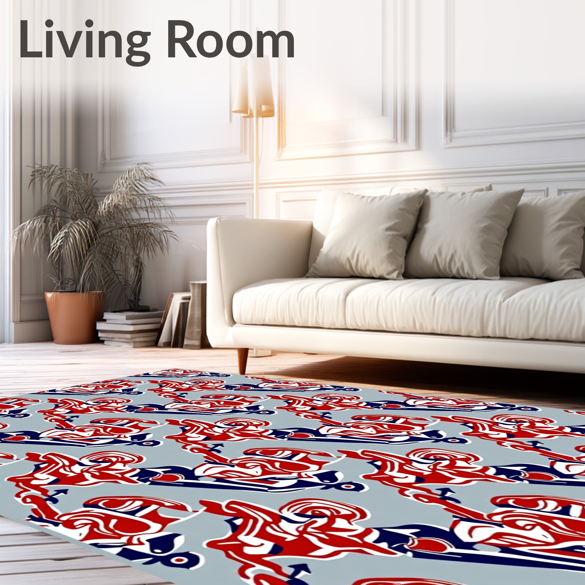 Red White Blue Abstract Flow Rug