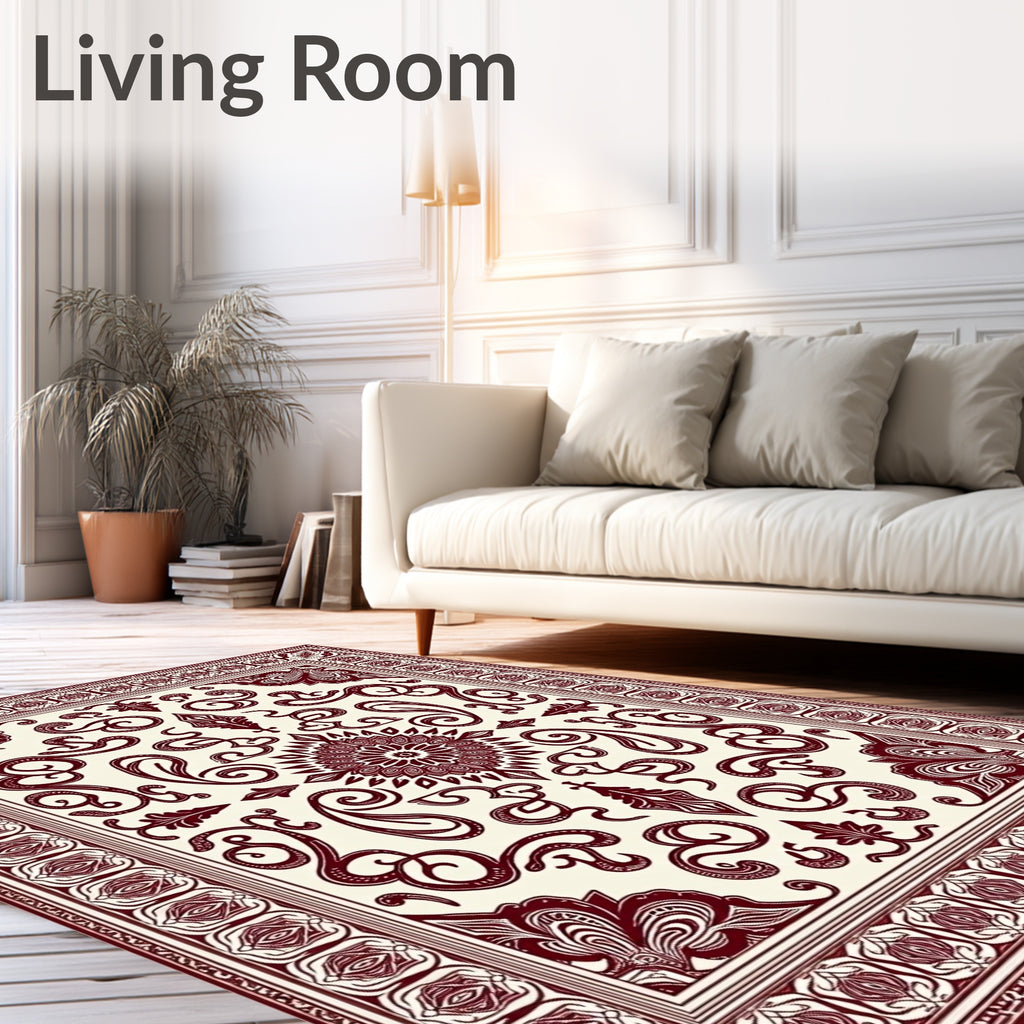 Crimson Floral Medallion Paisley Rug