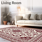 Crimson Floral Medallion Paisley Rug