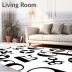 Black White Typographic Letter Abstract Rug