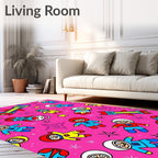 Pink Rocket Astronaut Kids Galaxy Rug