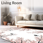Delicate Pink Blossom Figures Canopy Rug