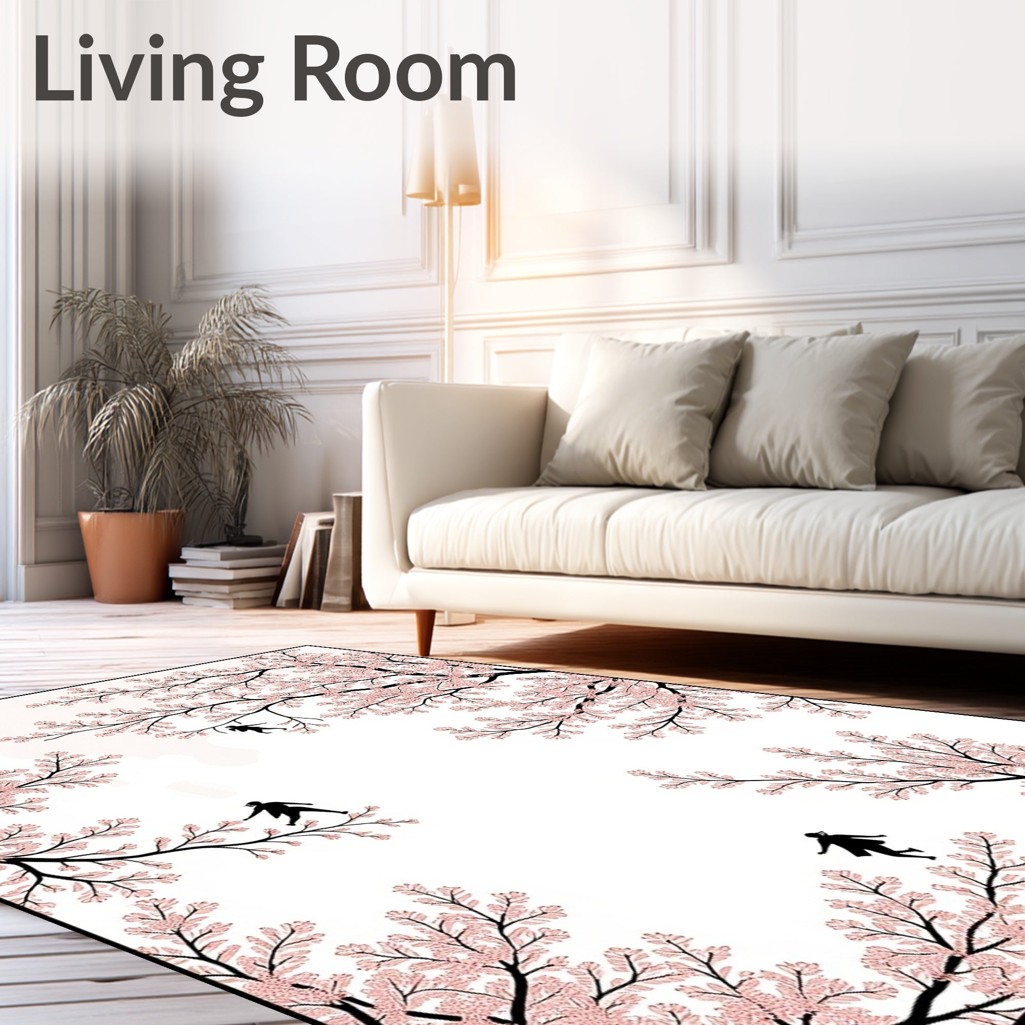 Delicate Pink Blossom Figures Canopy Rug