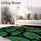Emerald Green Tropical Leafy Swirl Rug