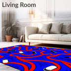 Bold Blue Red Abstract Element Rug