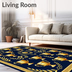 Golden Trophy Laurel Wreath Navy Rug