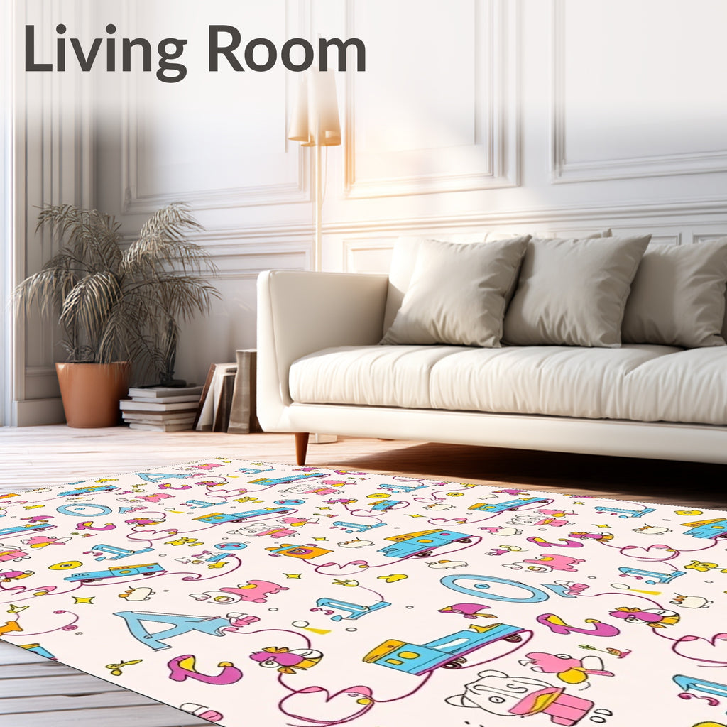 Playful Alphabet Train Kids Scene Rug