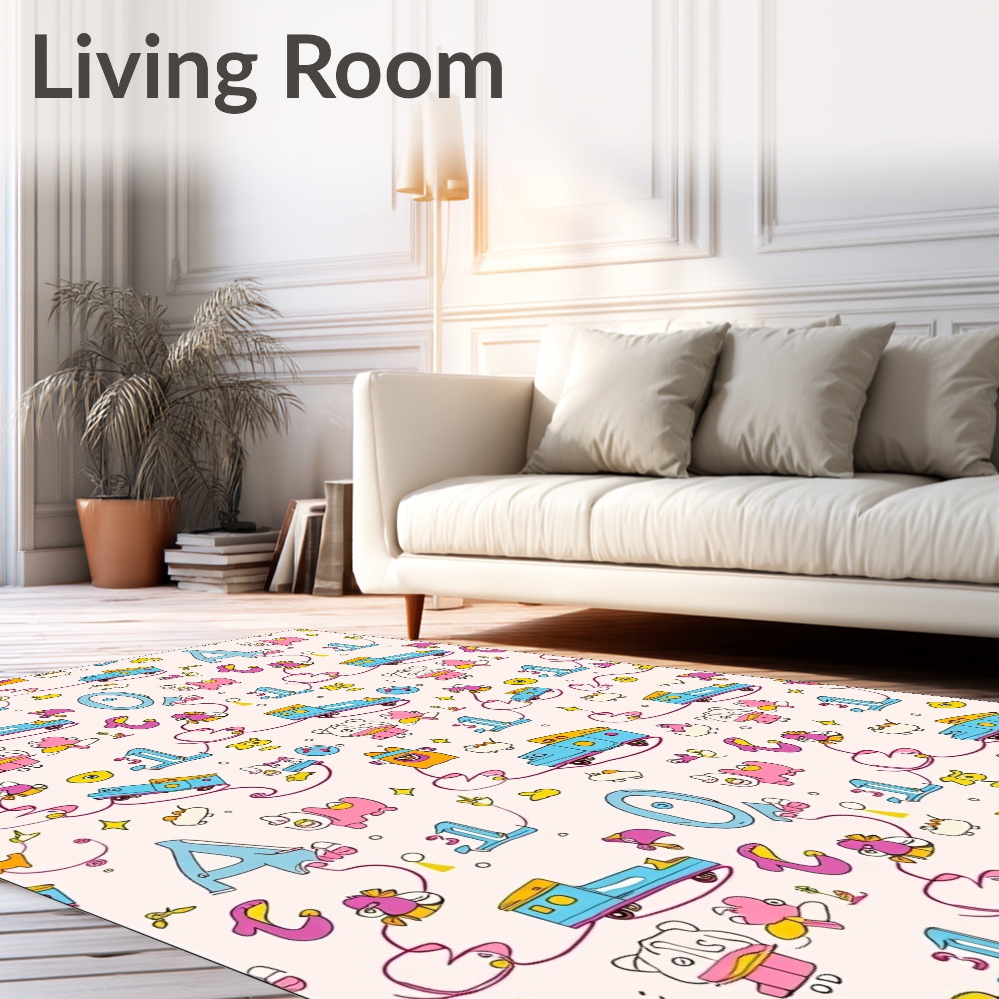 Playful Alphabet Train Kids Scene Rug