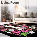 Vibrant Floral Cow Face Rug