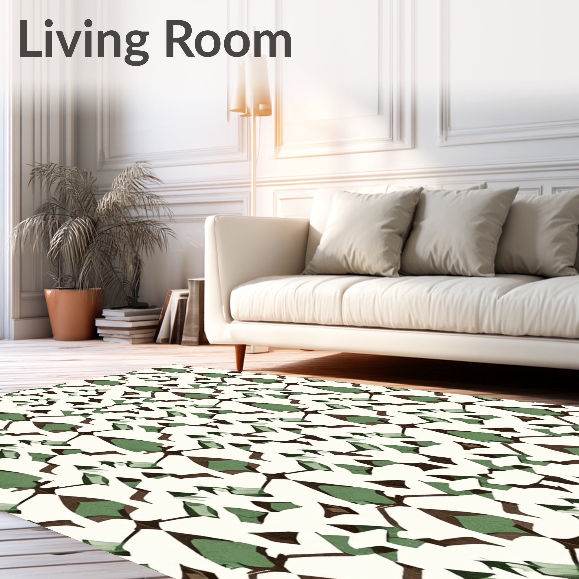 Earthy Green Abstract Geometric Arrangement Rug