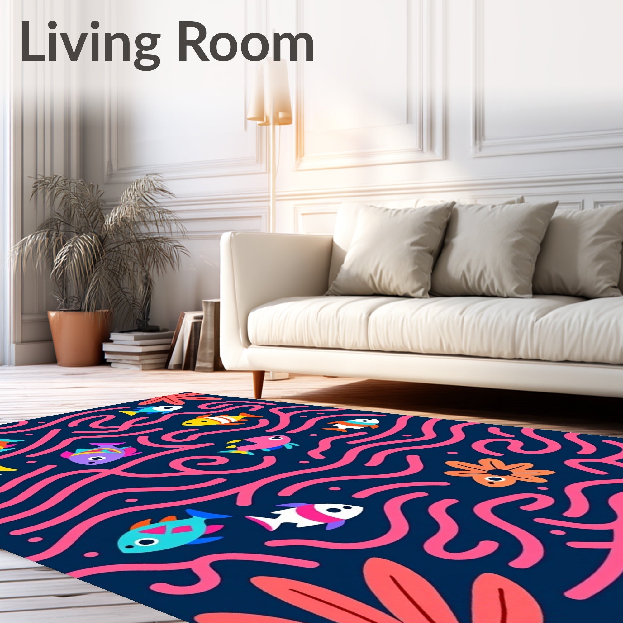 Colorful Fish With Coral Swirls Rug