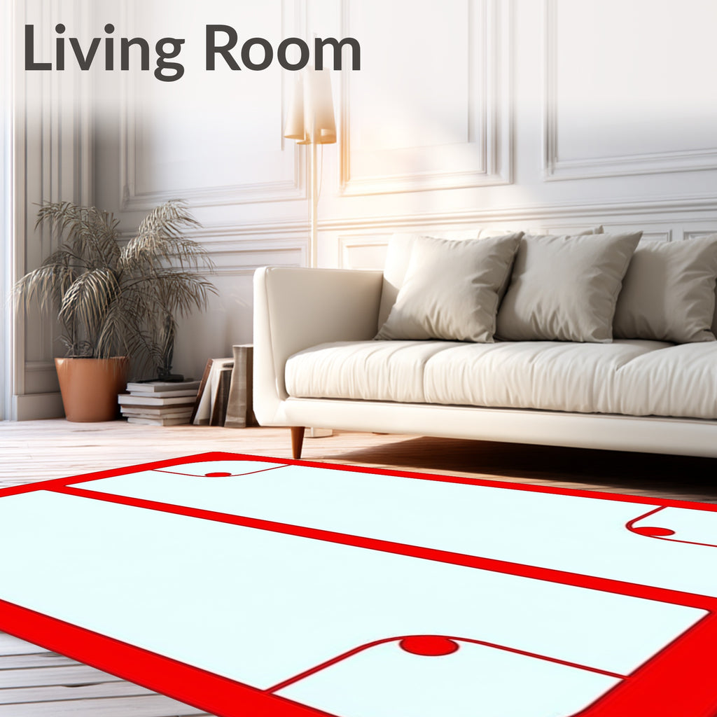 Bold Red Geometric Division Rug