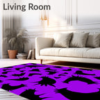 Vibrant Black Spiky Shapes On Purple Rug