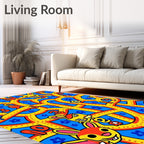 Playful Yellow Bunny Maze With Numbers Rug