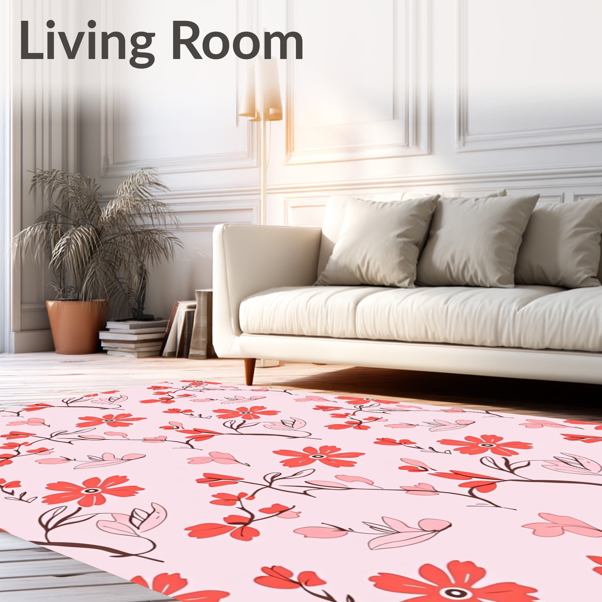 Coral Bloom Branch Meadow Rug